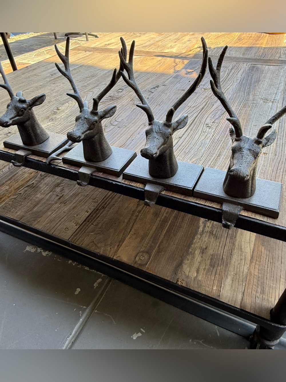 Large rare Rh Iron Stag deer stocking holders restoration hardware read below